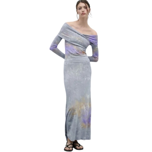 ZARA Set Tie Dye Knit Midi Skirt Size L And Top Size M - Picture 5 of 9